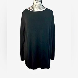 J. Jill Wherever Collection Black Long Sleeve Tunic with White Trim Size Medium